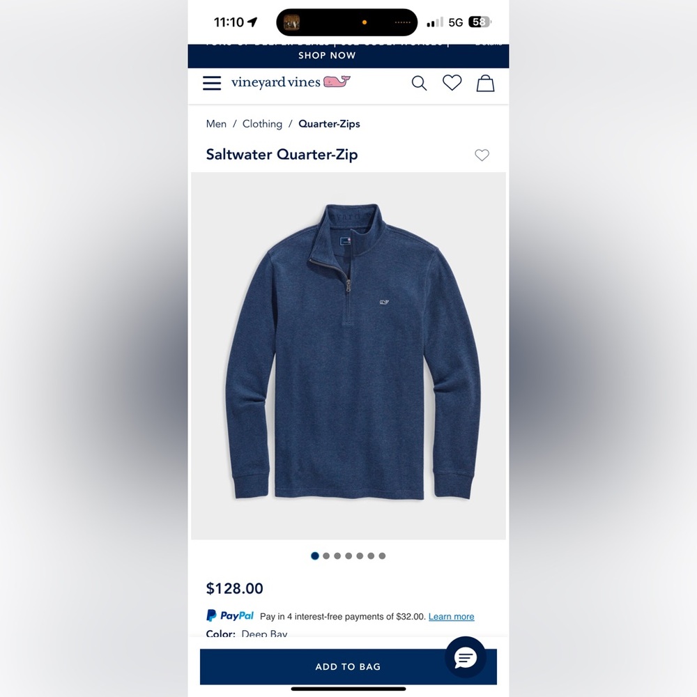 Men’s Vineyard Vines saltwater quarter zip